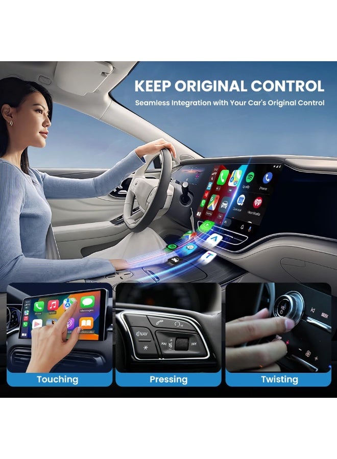 محول لاسلكي 2 في 1 لنظام كار بلاي وأندرويد أوتو - محول من سلكي إلى لاسلكي - اتصال تلقائي مستقر وسهل التركيب للسيارات موديلات 2016 وما بعدها - Image 5